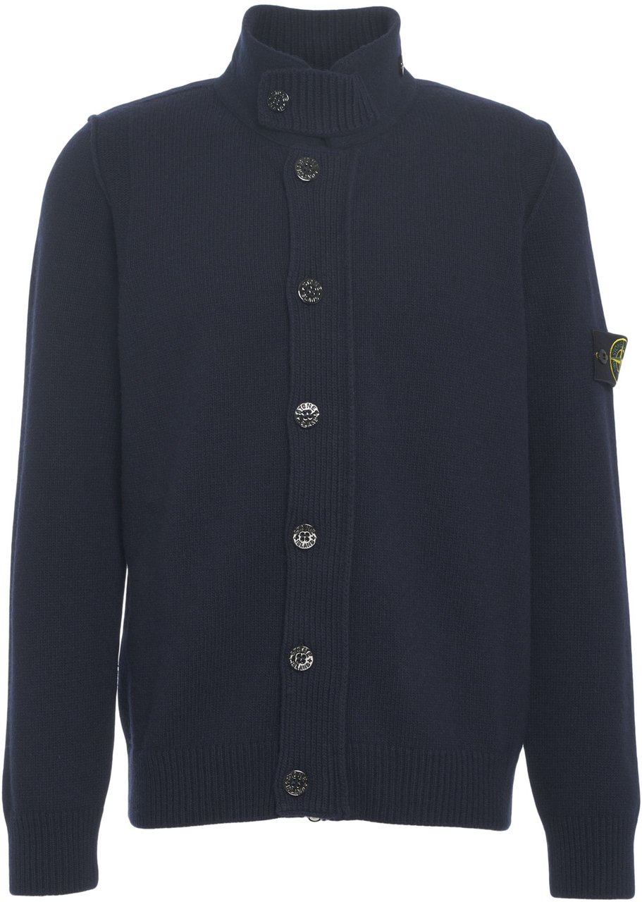 Stone Island Cardigan in misto lana Blauw