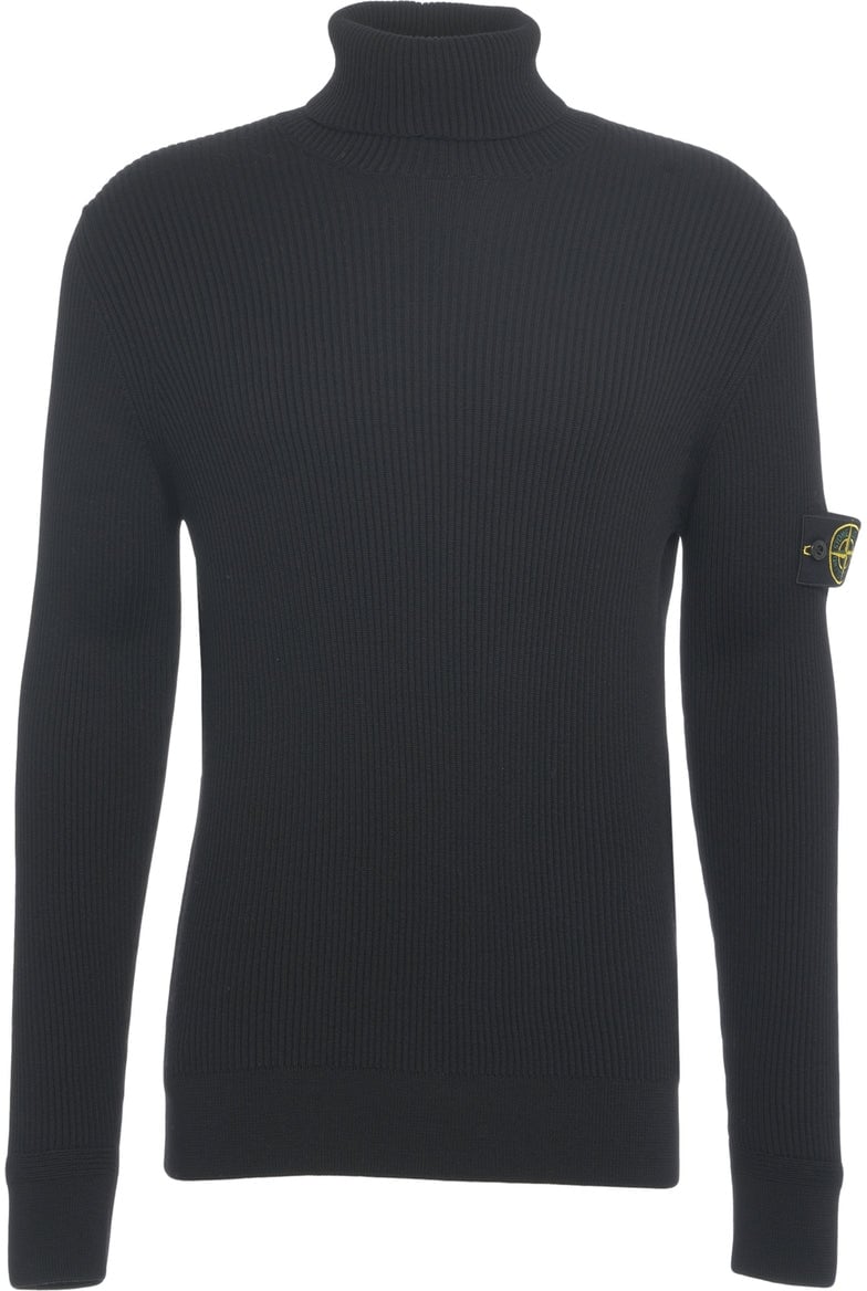 Stone Island Turtleneck sweater with logo Zwart