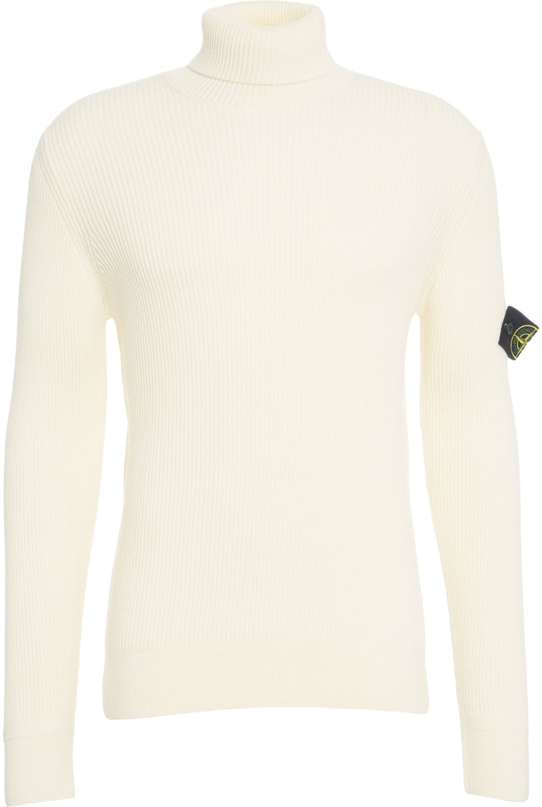 Stone Island Turtleneck sweater with logo Wit