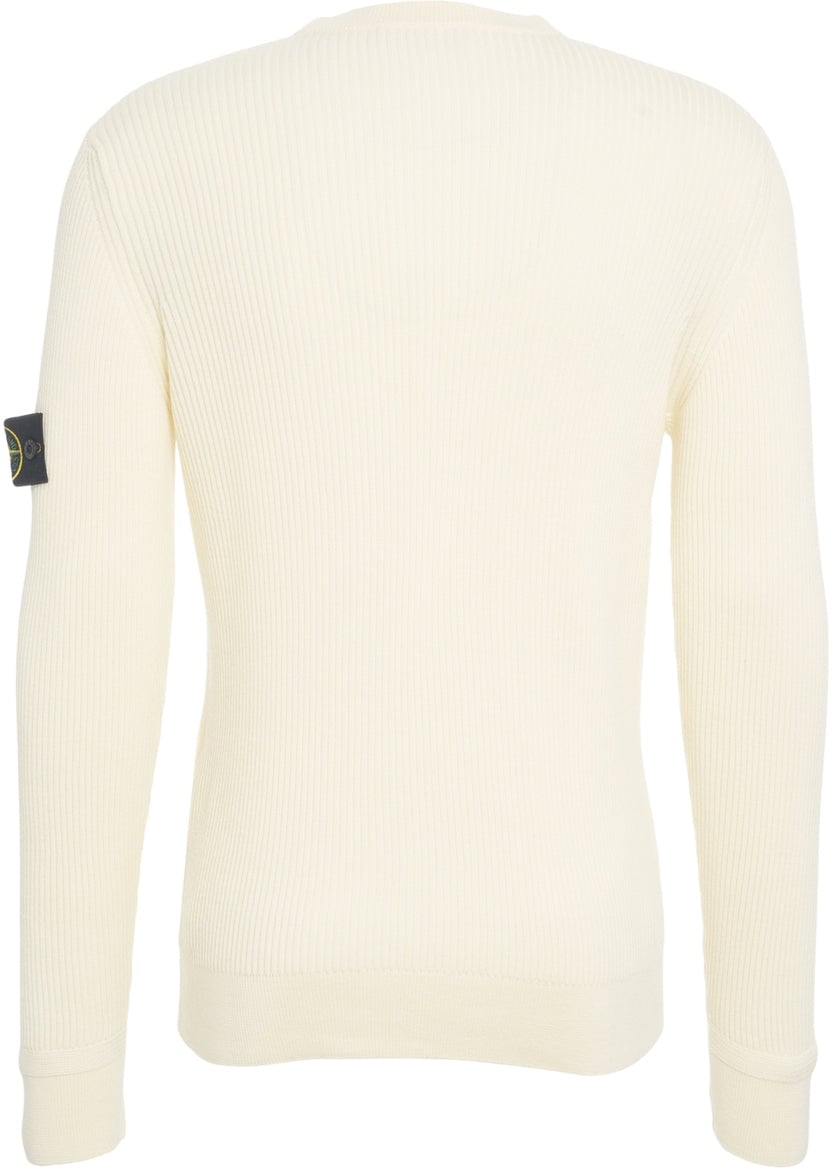 Stone Island Ribbed sweater with logo Wit