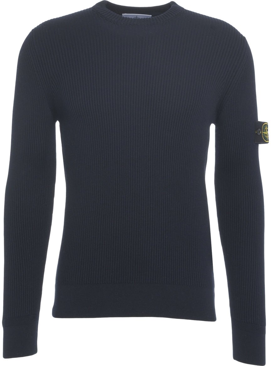 Stone Island Ribbed sweater with logo Blauw