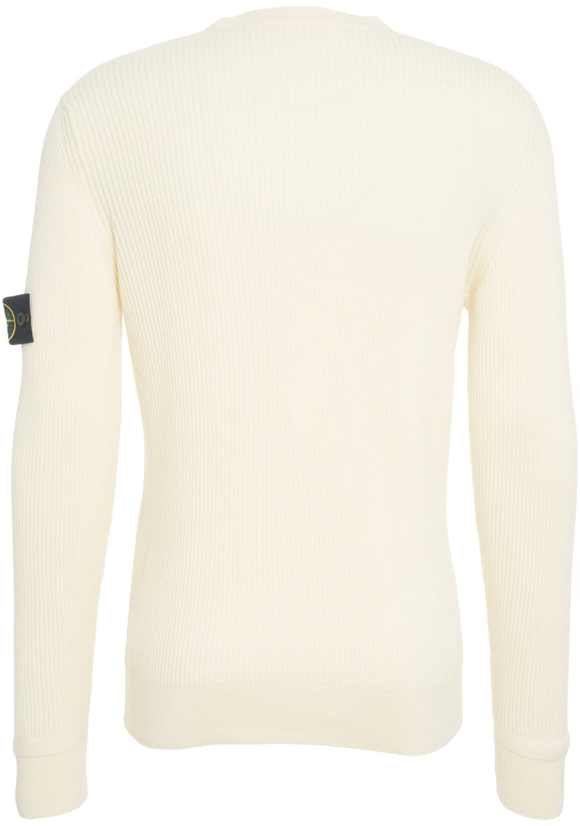 Stone Island Maglione a coste con logo Wit