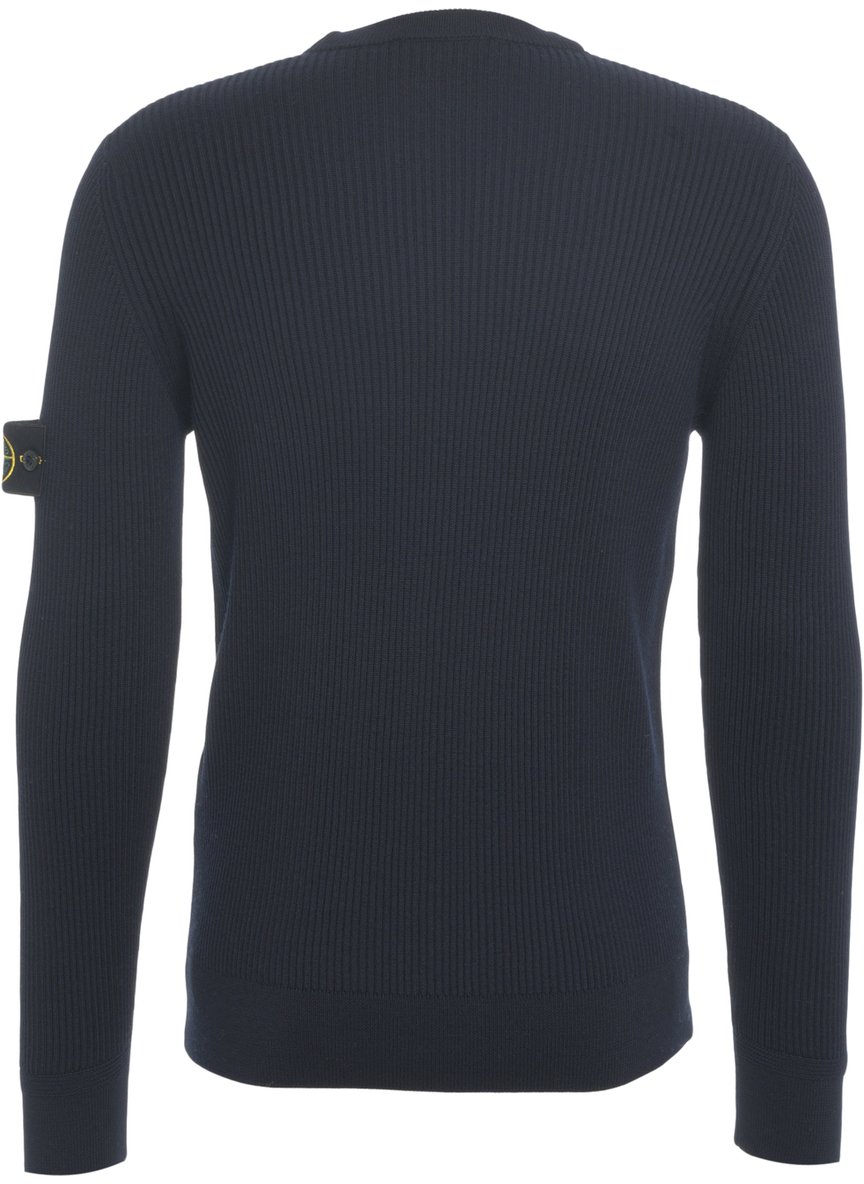 Stone Island Maglione a coste con logo Blauw