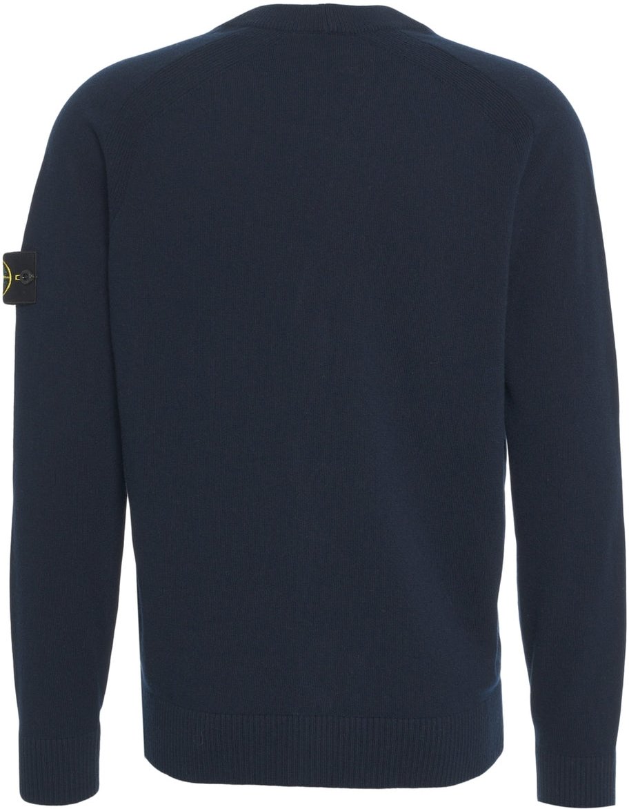Stone Island Cardigan with logo patch Blauw