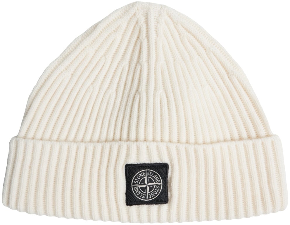 Stone Island Knit beanie with logopatch Wit
