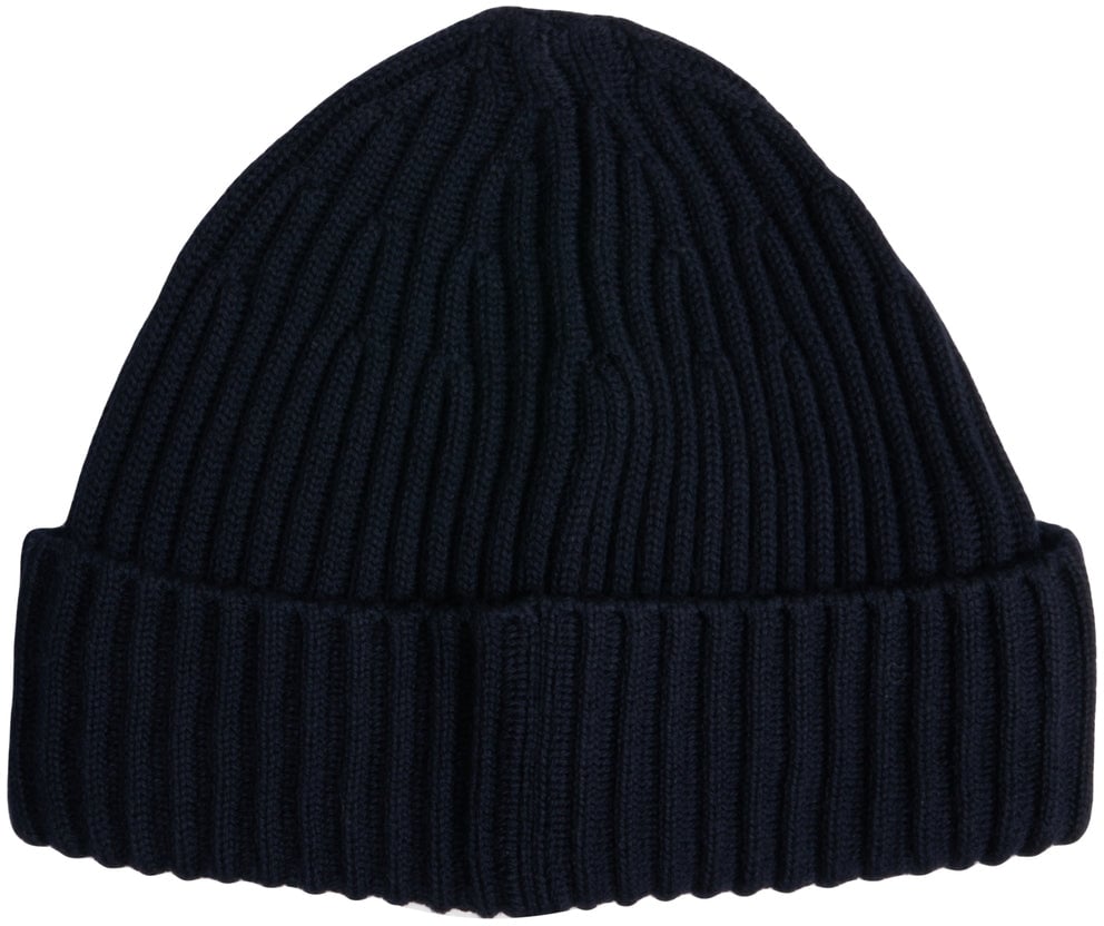 Stone Island Knit beanie with logopatch Blauw