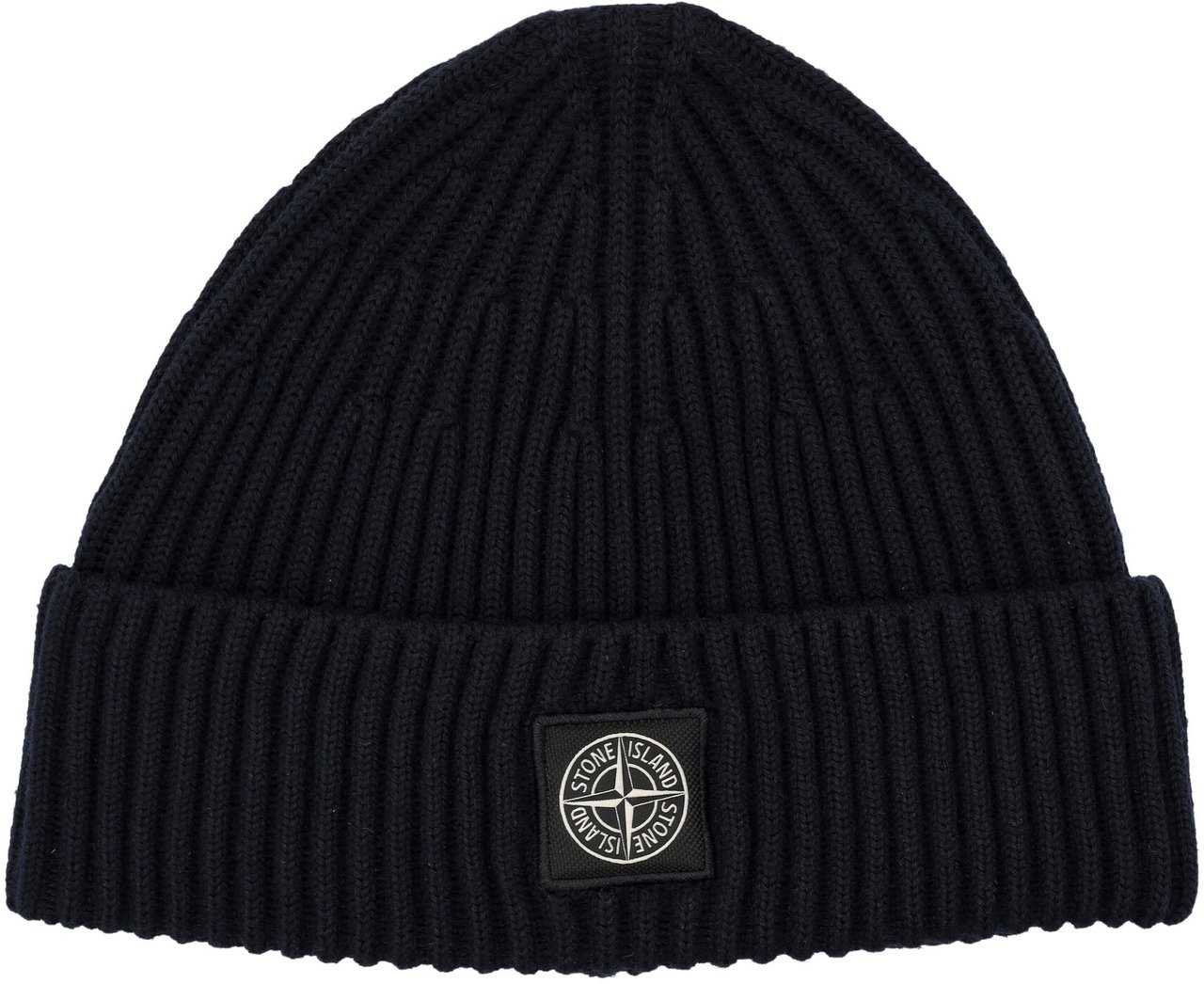 Stone Island Ribbed wool beanie Blauw