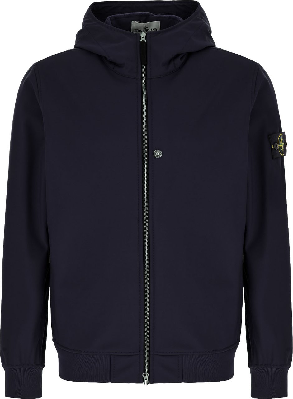 Stone Island Navy blue stretch polyester jacket Blauw