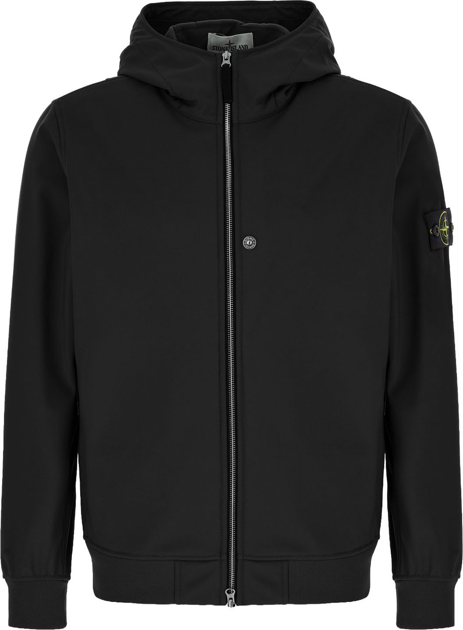 Stone Island Black stretch polyester jacket Zwart