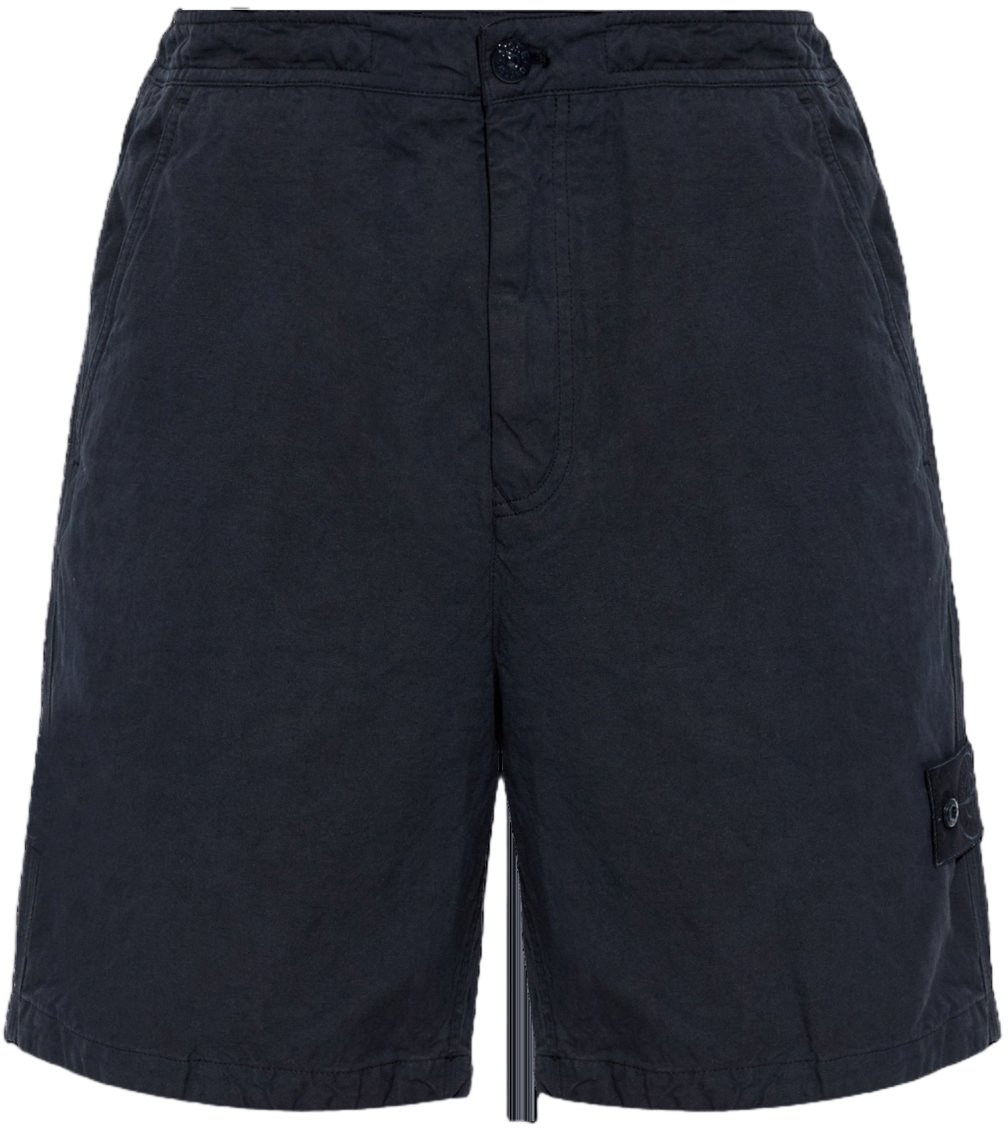 Stone Island SI GHOST katoenen linnen canvas shorts marineblauw Navy