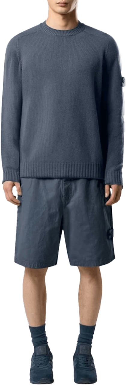 Stone Island SI GHOST KATOEN LINNEN CANVAS SHORTS LEIGRISCH BLAUW Blauw