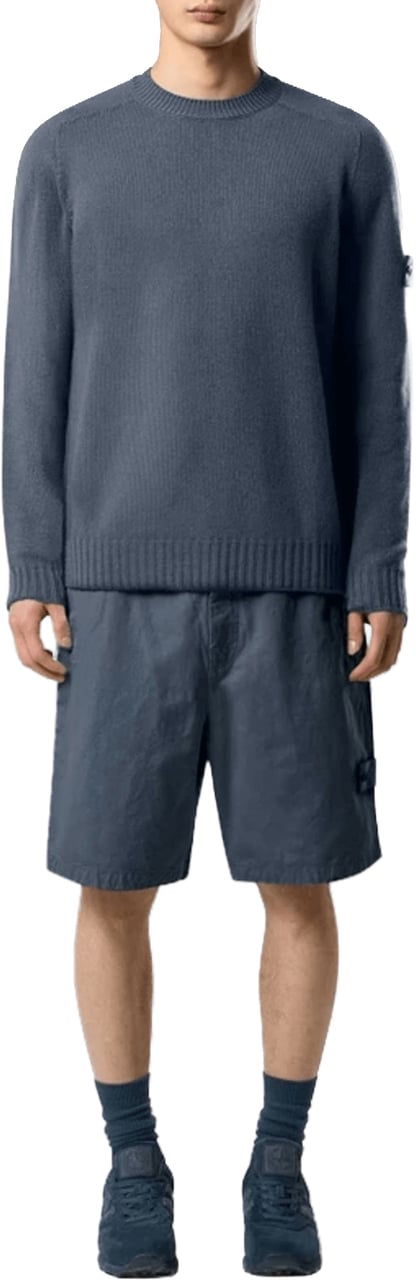 Stone Island SI GHOST KATOEN LINNEN CANVAS SHORTS LEIGRISCH BLAUW Blauw
