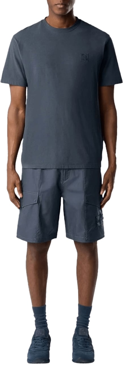 Stone Island SI GHOST T-SHIRT VAN BIOLOGISCH KATOENEN JERSEY CREPE, LEIGRISCH BLAUW Blauw