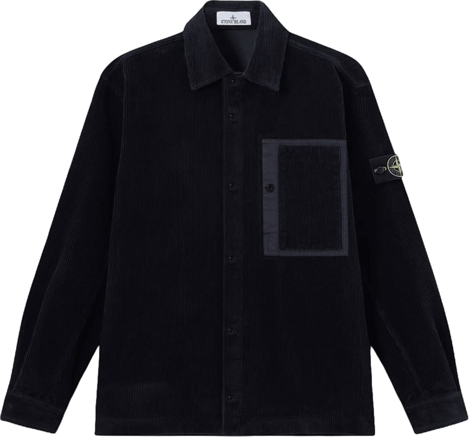Stone Island ORGANIC COTTON CORDUROY 800 OVERSHIRT Zwart
