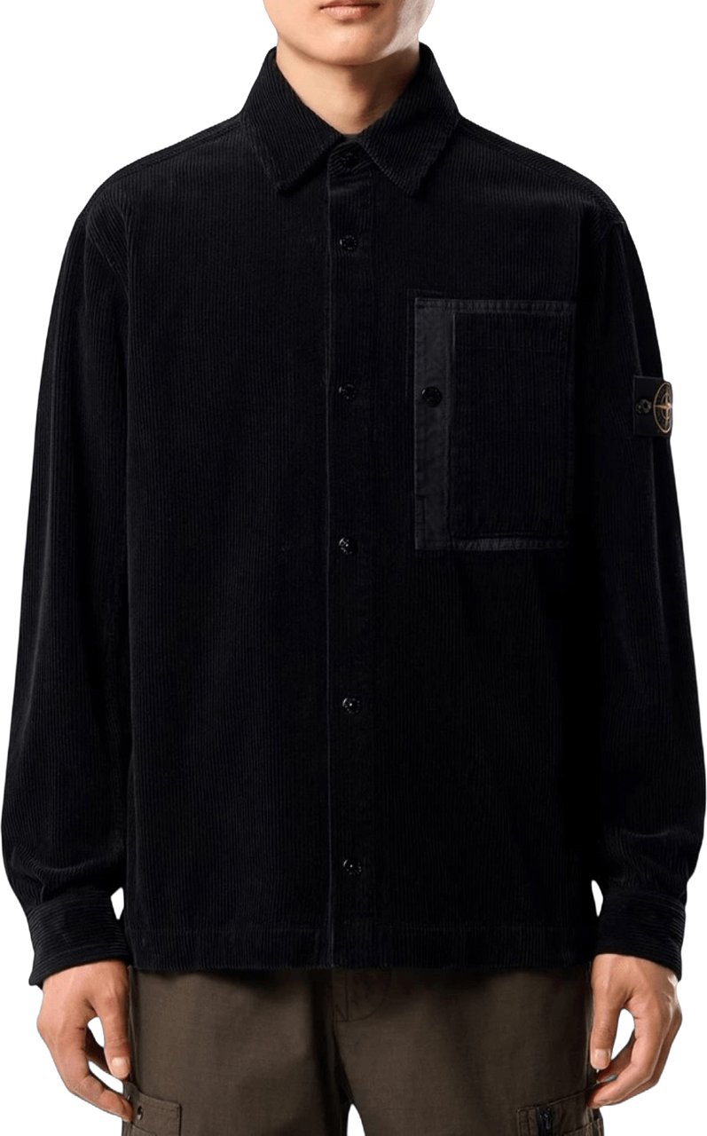 Stone Island ORGANIC COTTON CORDUROY 800 OVERSHIRT Zwart