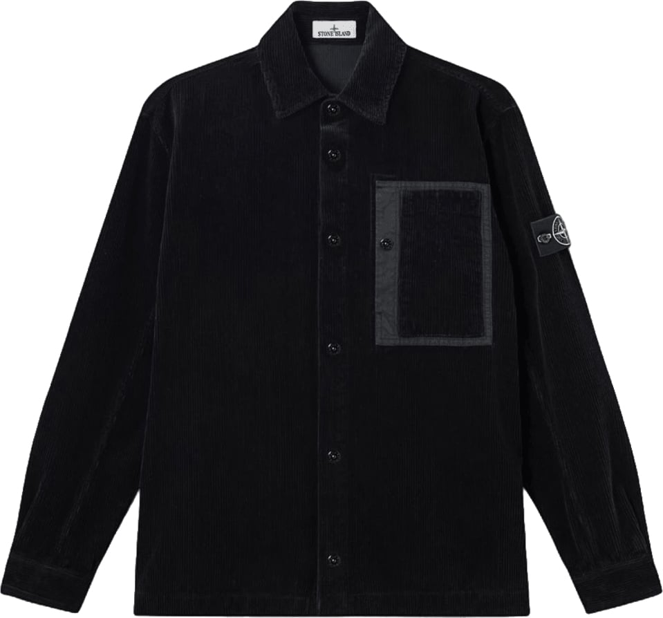 Stone Island ORGANIC COTTON CORDUROY 800 OVERSHIRT Zwart