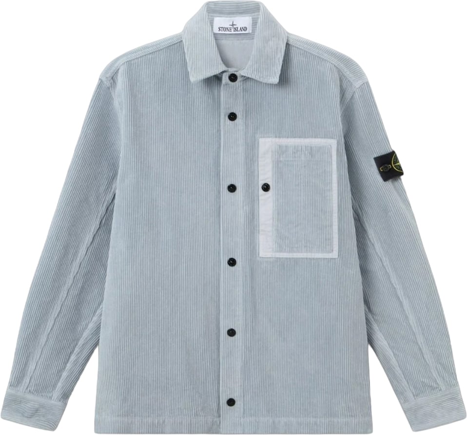 Stone Island ORGANIC COTTON CORDUROY 800 OVERSHIRT Lichtblauw
