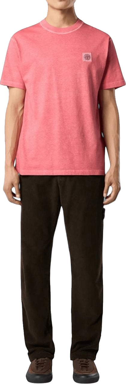 Stone Island ORGANIC COTTON JERSEY 'FISSATO' EFFECT T-SHIRT Roze