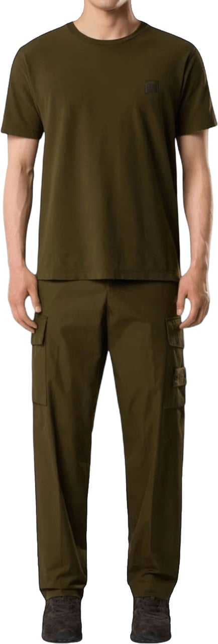 Stone Island ORGANIC COTTON JERSEY CREPE GHOST T-SHIRT Donkergroen