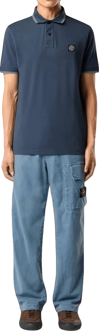 Stone Island ORGANIC COTTON PIQUÉ WITH STRETCH POLO SHIRT Blauw