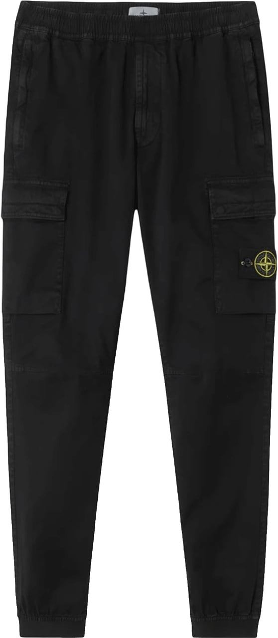 Stone Island STRETCH ORGANIC BROKEN TWILL COTTON 'OLD' EFFECT CARGO PANTS Zwart