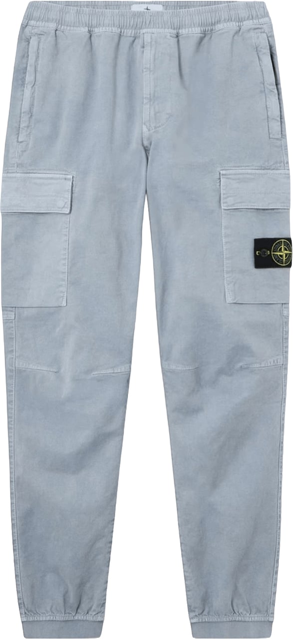 Stone Island STRETCH ORGANIC BROKEN TWILL COTTON 'OLD' EFFECT CARGO PANTS Lichtblauw