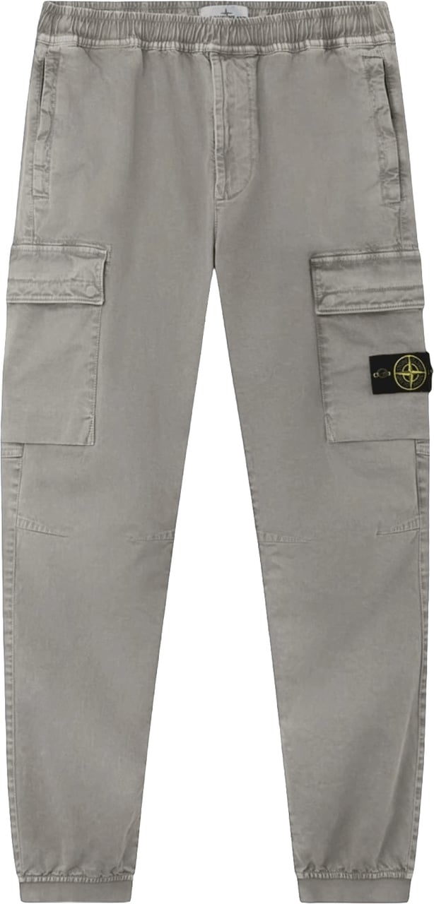 Stone Island STRETCH ORGANIC BROKEN TWILL COTTON 'OLD' EFFECT CARGO PANTS Lichtgrijs