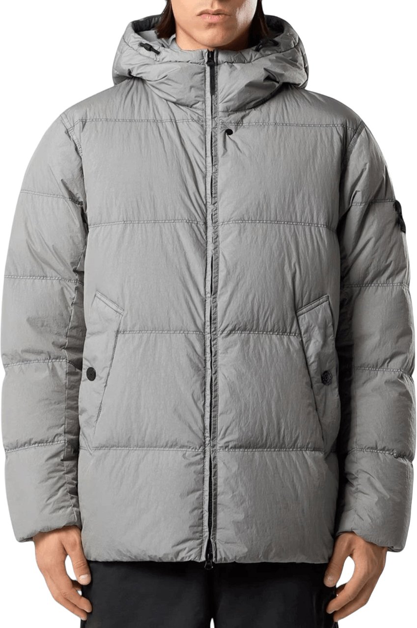 Stone Island GARMENT DYED CRINKLE REPS NY DOWN JACKET Lichtgrijs