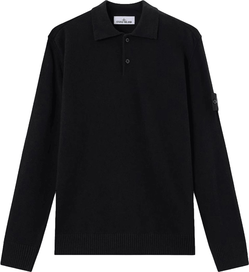 Stone Island LIGHT RWS GEELONG WOOL POLO SHIRT Zwart