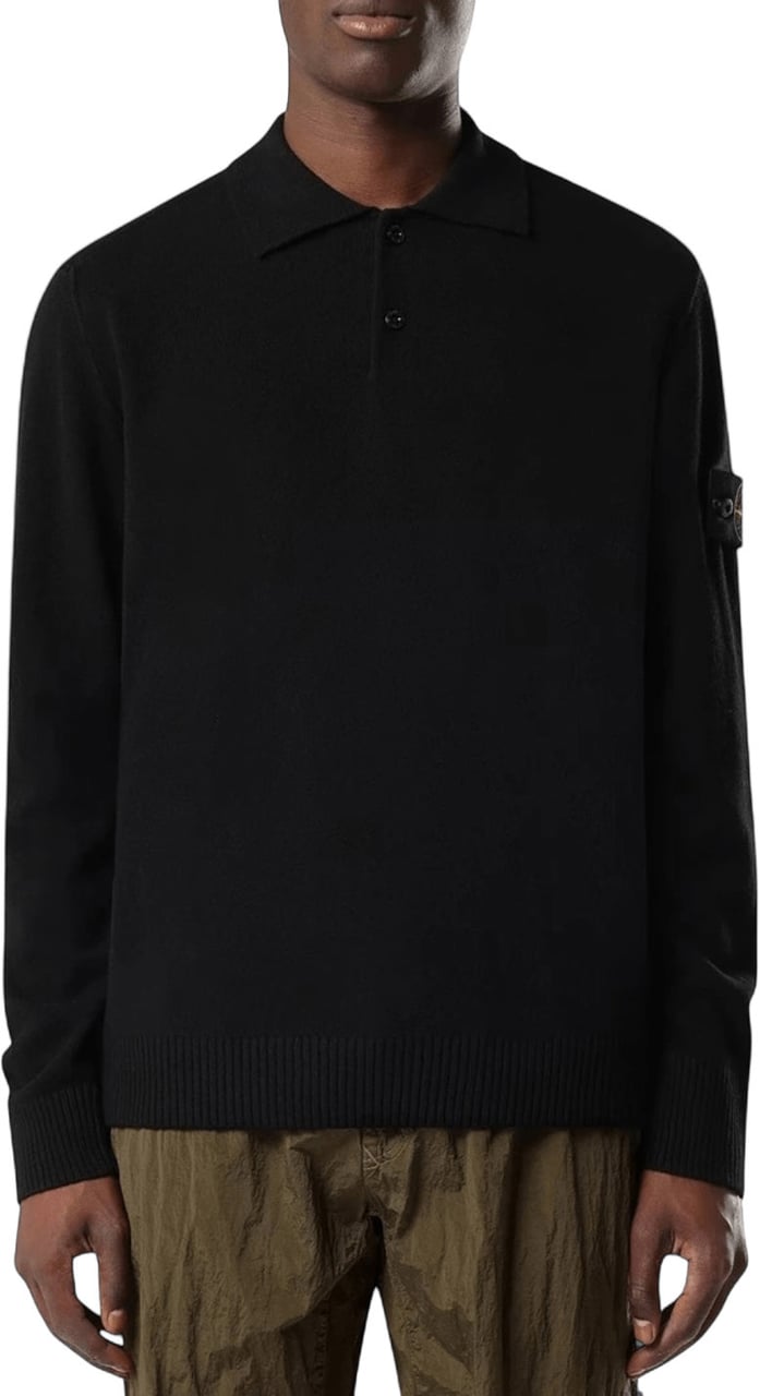 Stone Island LIGHT RWS GEELONG WOOL POLO SHIRT Zwart