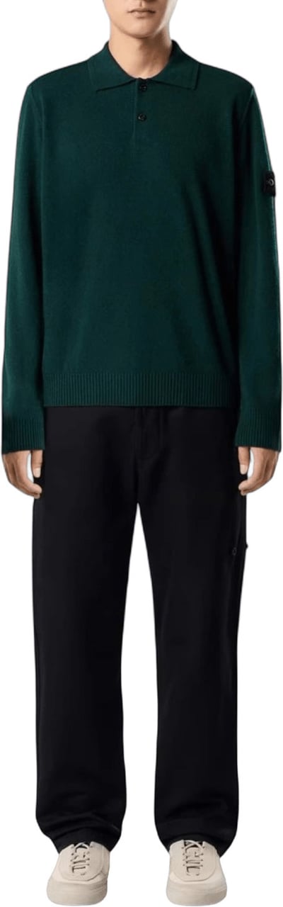 Stone Island LIGHT RWS GEELONG WOOL CREWNECK Donkergroen