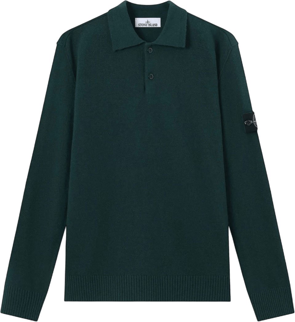 Stone Island LIGHT RWS GEELONG WOOL CREWNECK Donkergroen