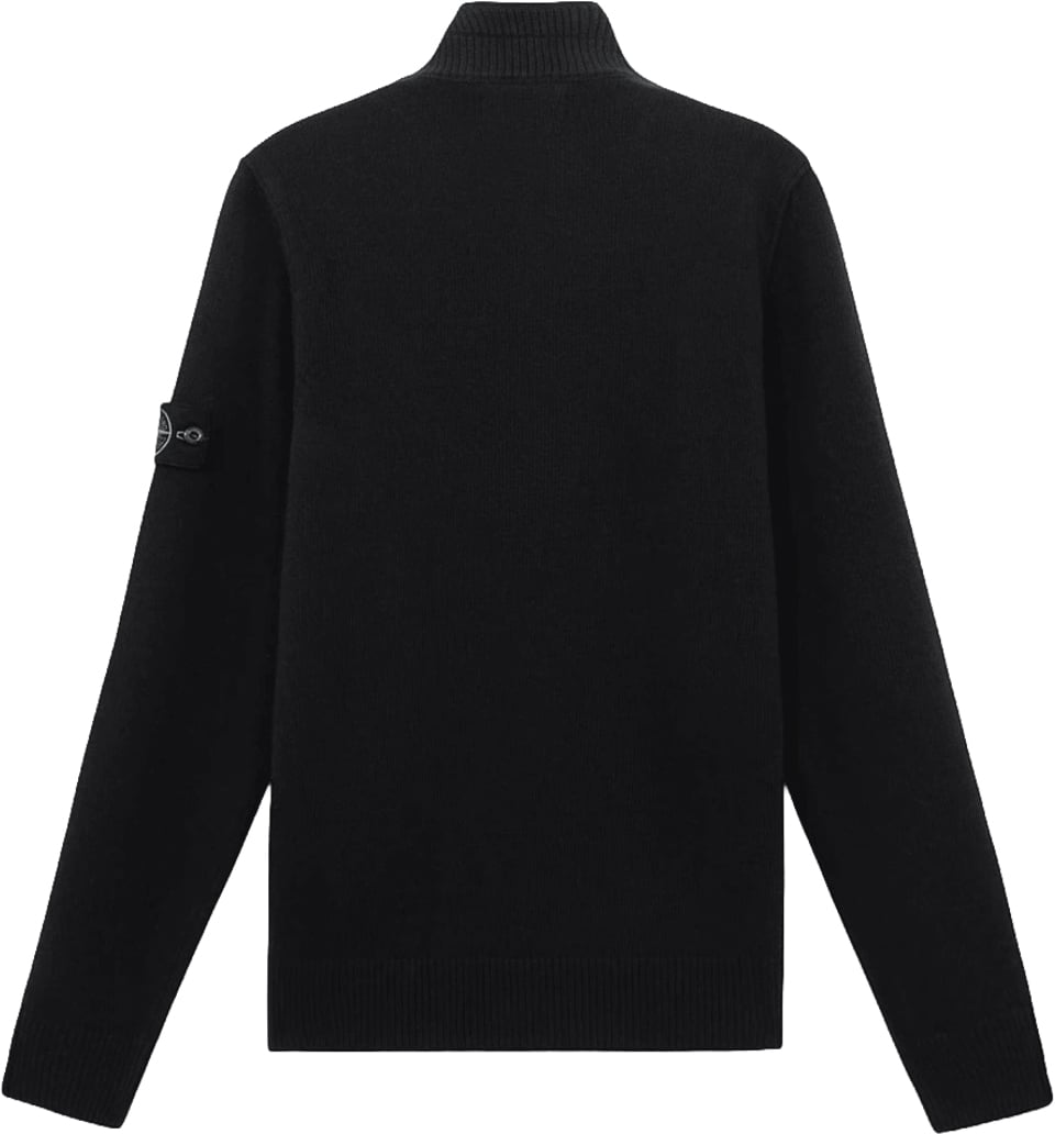 Stone Island LAMBSWOOL HALF-ZIP JUMPER Zwart