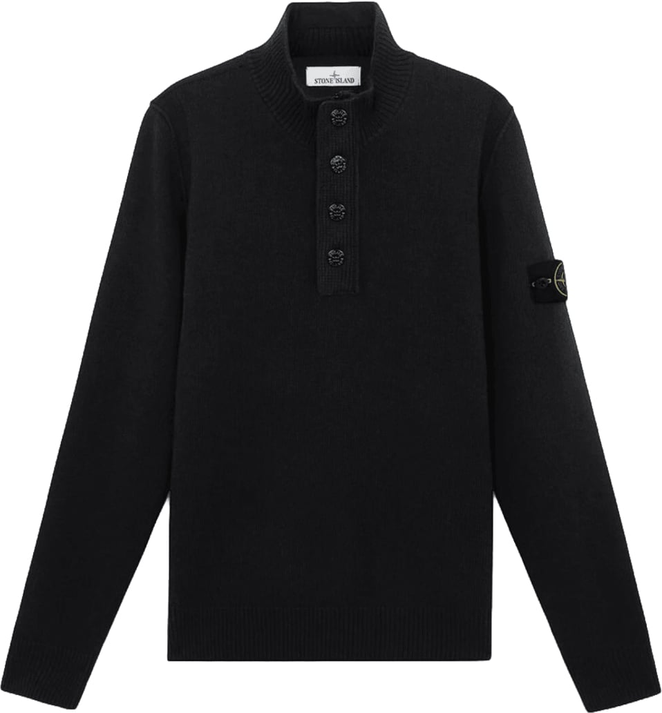 Stone Island LAMBSWOOL HALF-ZIP JUMPER Zwart