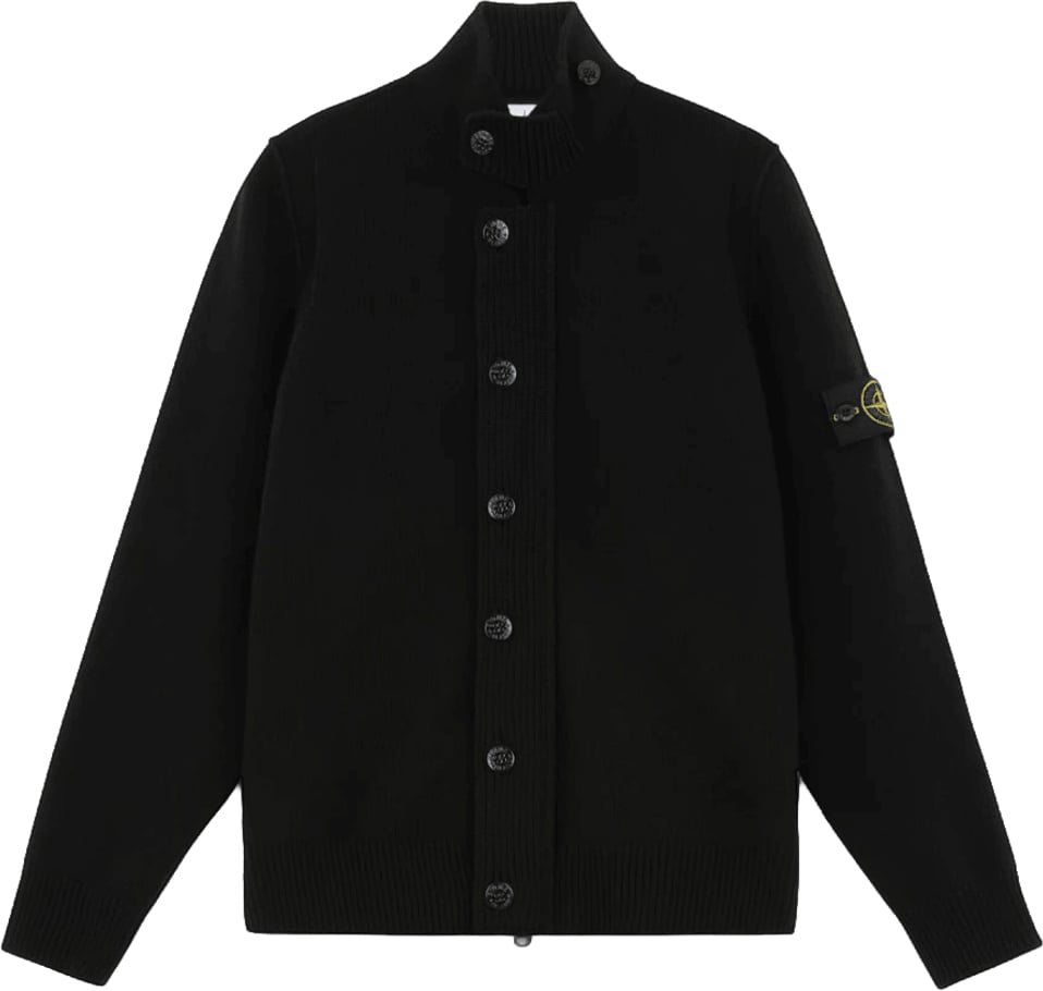 Stone Island LAMBSWOOL BUTTON-UP CARDIGAN Zwart