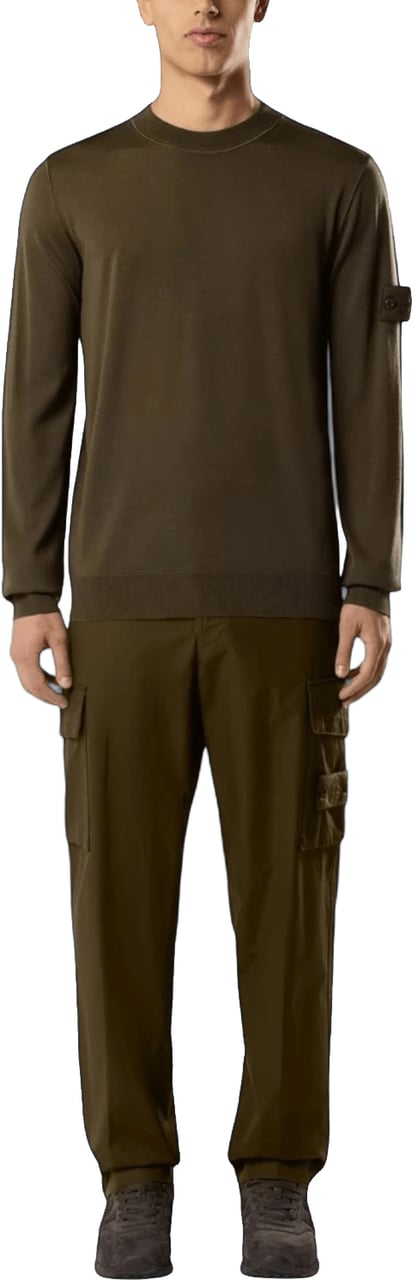 Stone Island LIGHT PURE RWS WOOL GHOST CREWNECK Donkergroen