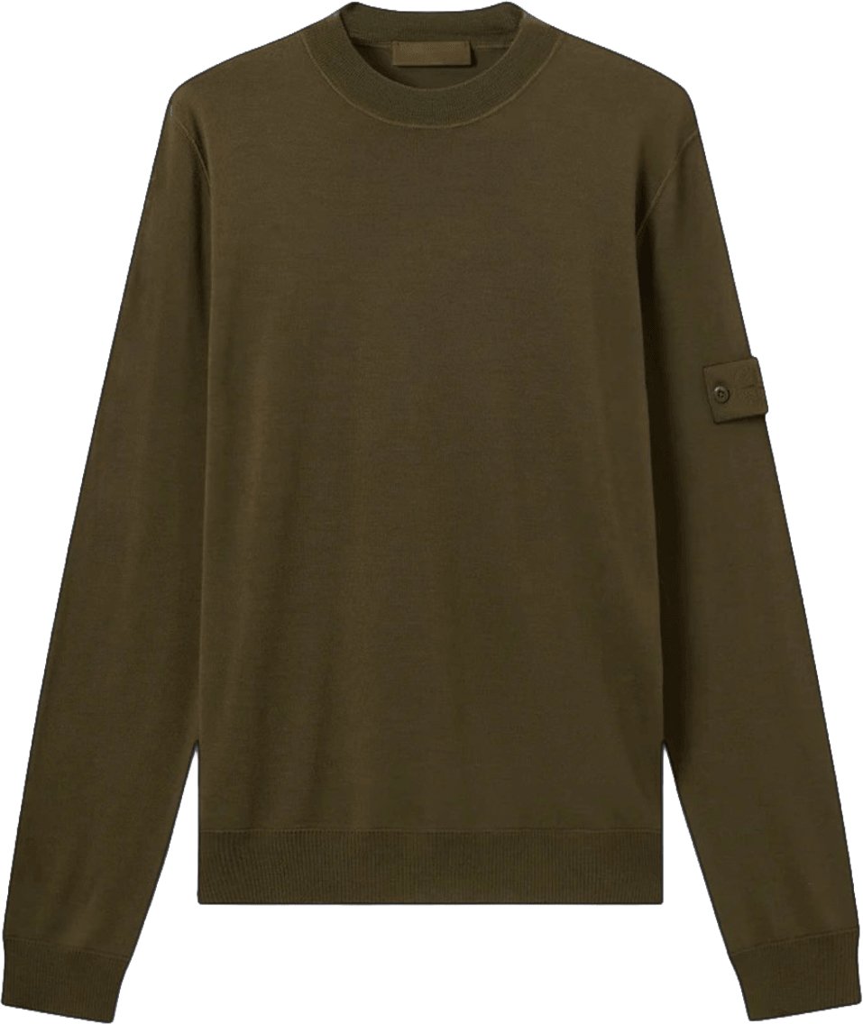 Stone Island LIGHT PURE RWS WOOL GHOST CREWNECK Donkergroen