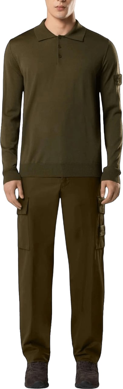 Stone Island LIGHT PURE RWS WOOL GHOST POLO SHIRT Donkergroen