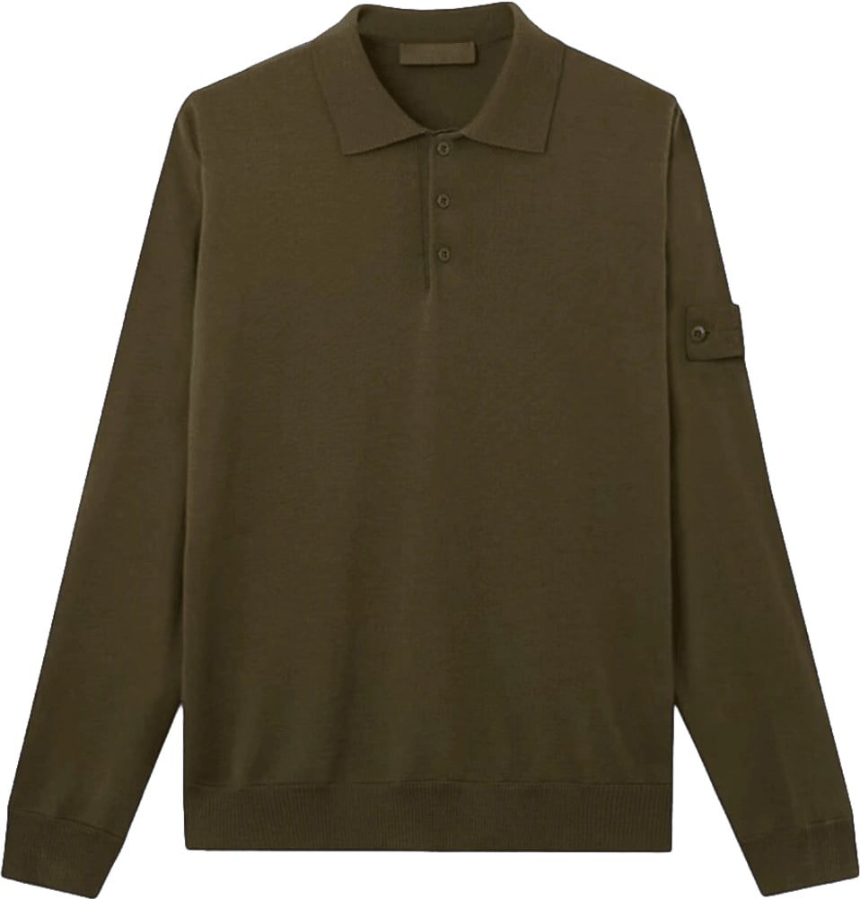 Stone Island LIGHT PURE RWS WOOL GHOST POLO SHIRT Donkergroen