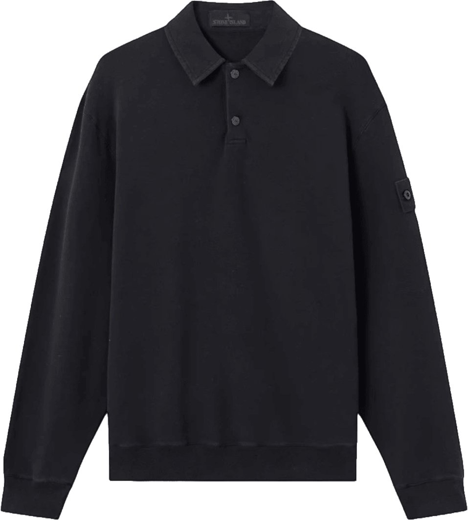 Stone Island ORGANIC COTTON STRETCH FLEECE GHOST POLO SWEATER Zwart