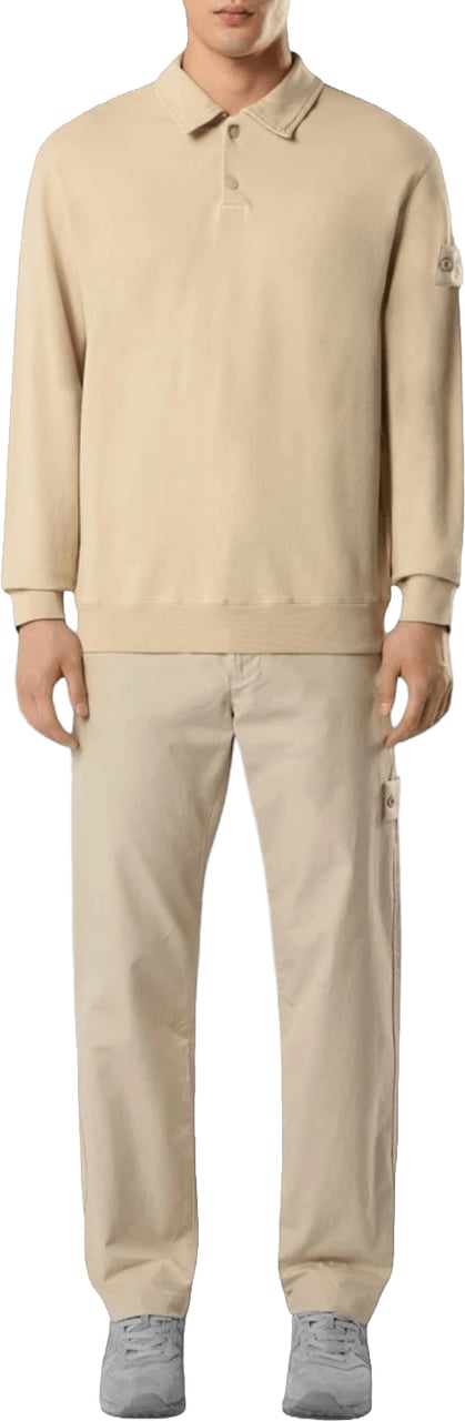 Stone Island ORGANIC COTTON STRETCH FLEECE GHOST POLO SWEATER Geel