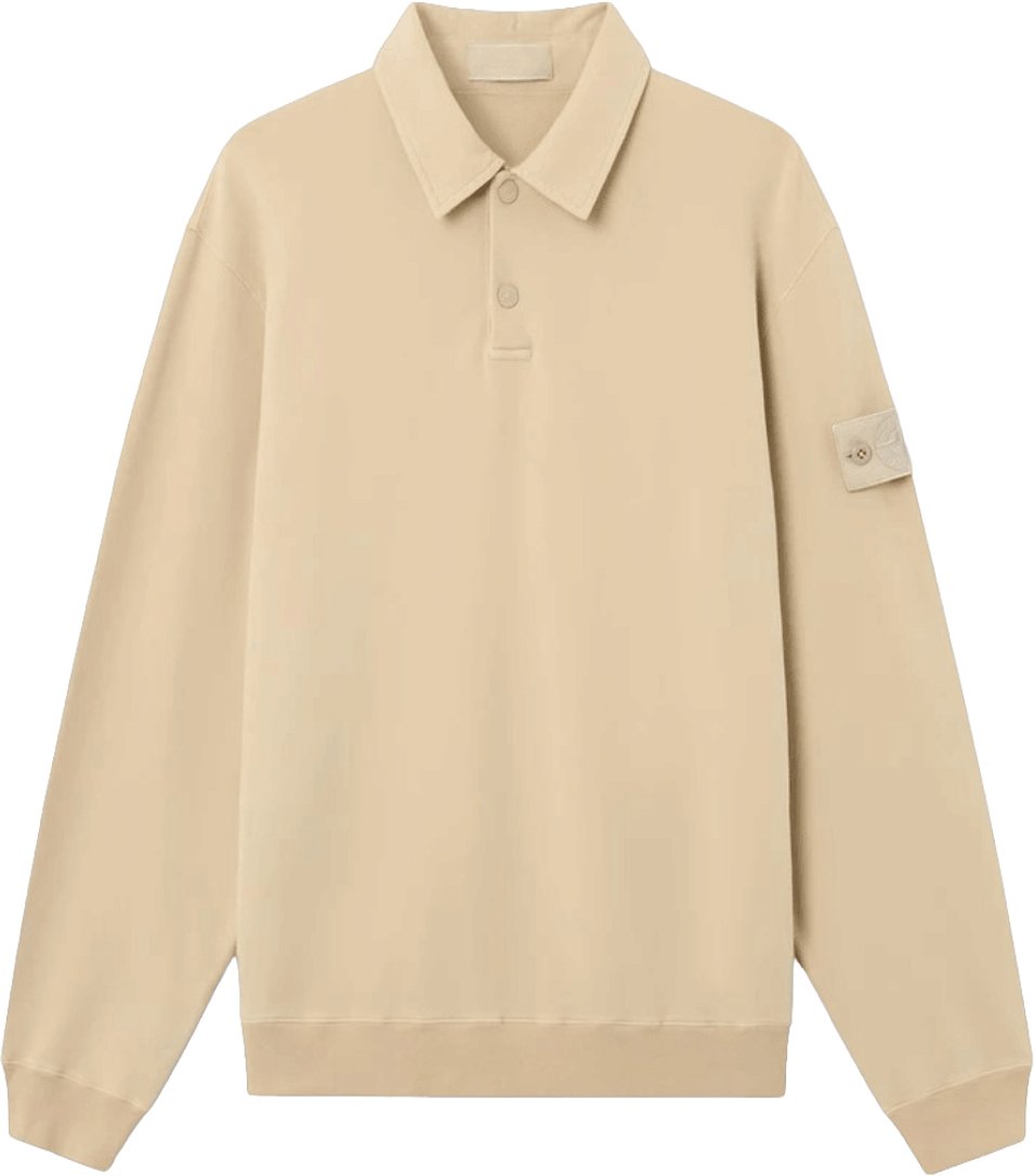 Stone Island ORGANIC COTTON STRETCH FLEECE GHOST POLO SWEATER Geel