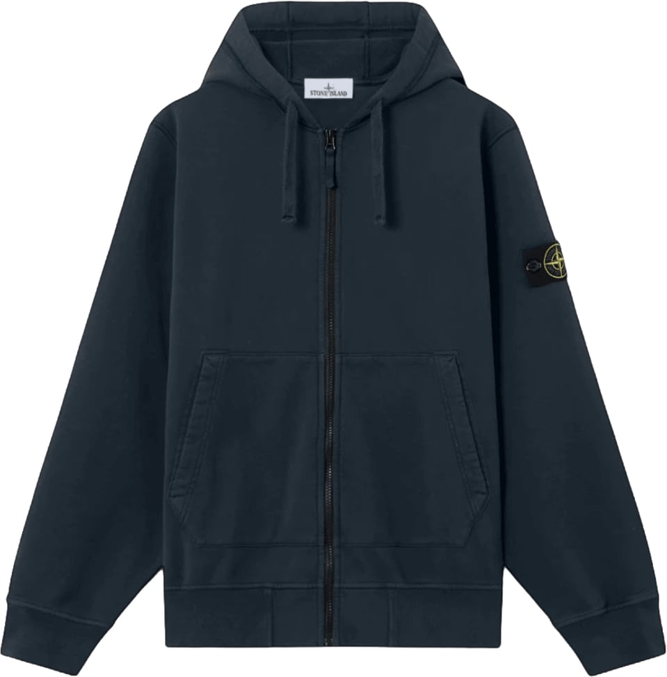 Stone Island ORGANIC COTTON FLEECE ZIP THROUGH HOODIE Navy