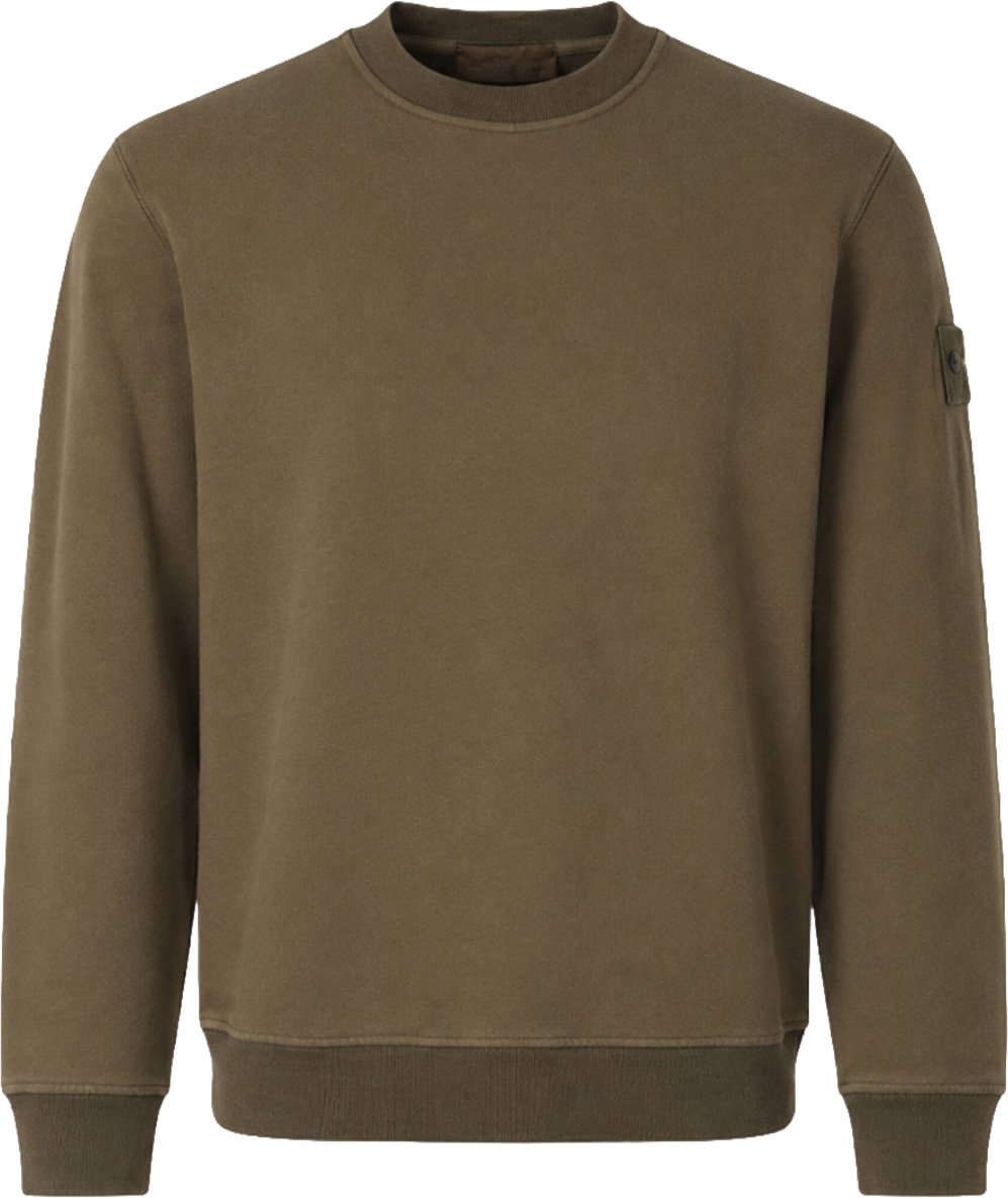 Stone Island ORGANIC COTTON STRETCH FLEECE GHOST SWEATER Donkergroen