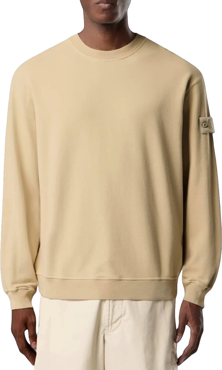 Stone Island ORGANIC COTTON STRETCH FLEECE GHOST SWEATER Wit