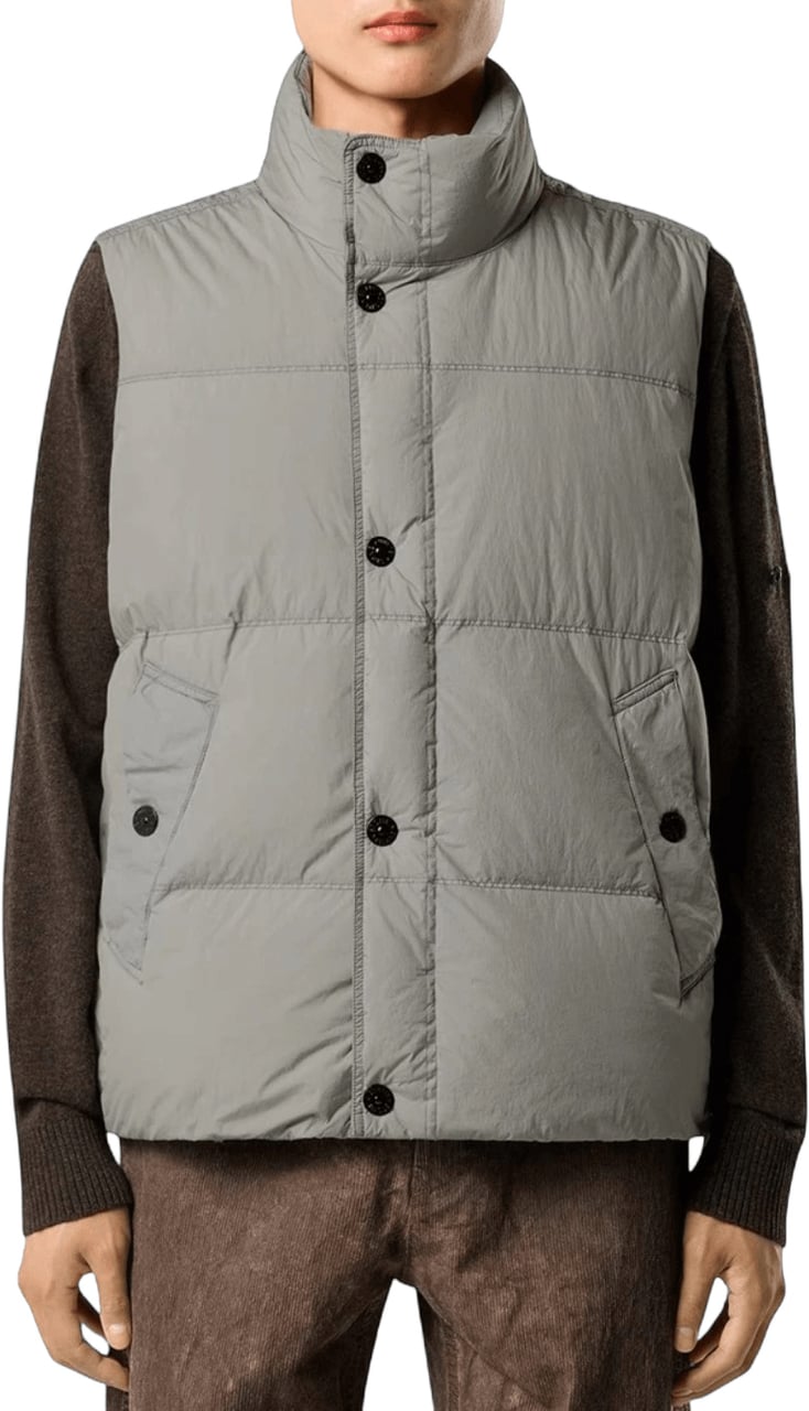 Stone Island GARMENT DYED CRINKLE REPS NY VEST Lichtgrijs