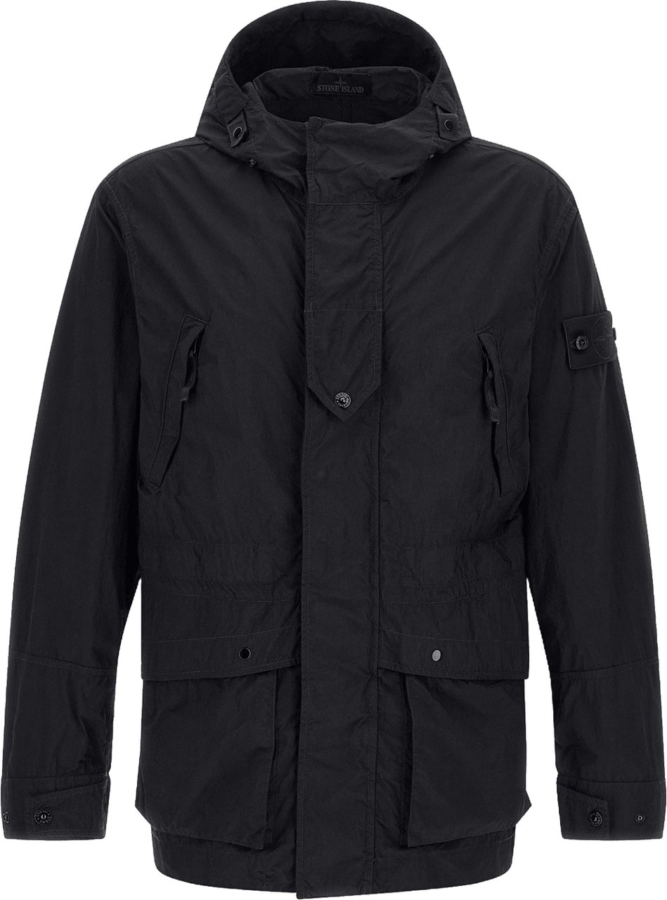 Stone Island NYLON SMERIGLIATO GHOST CARGO PARKA Zwart