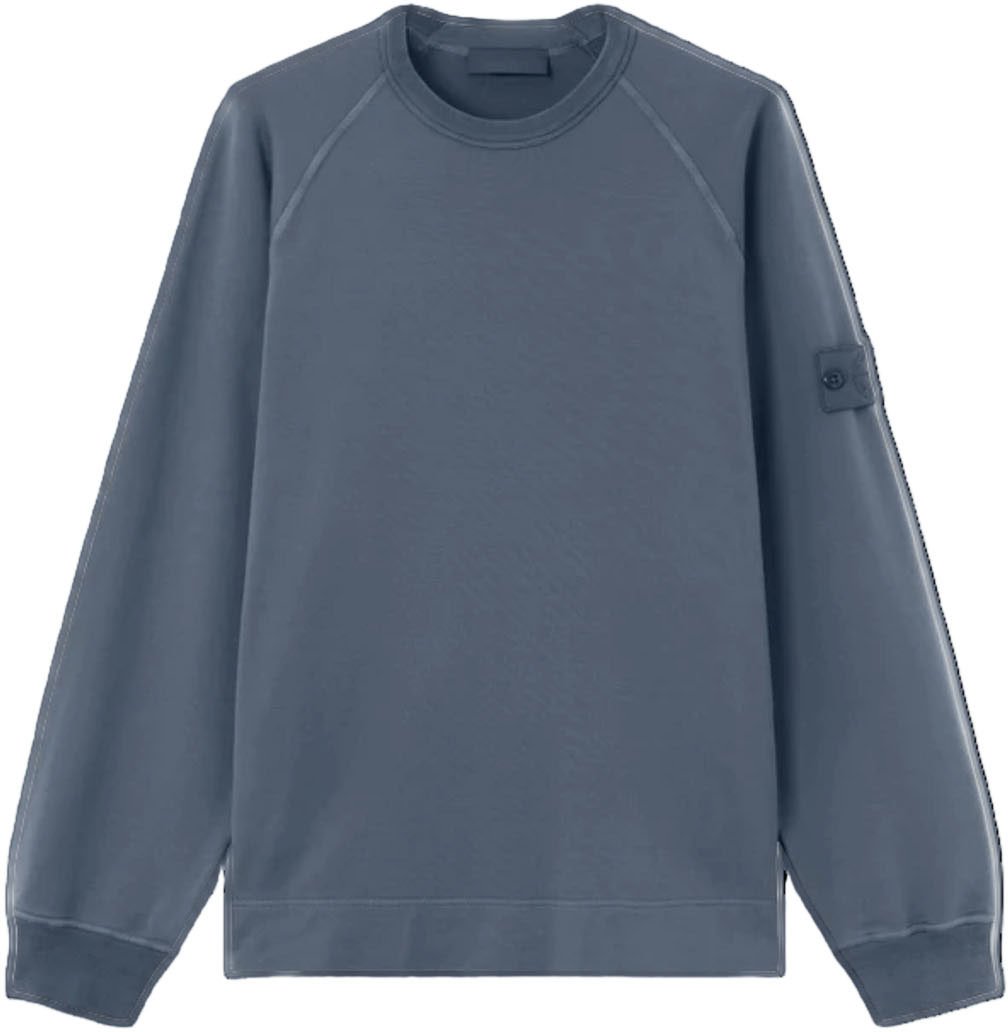 Stone Island Stretch katoenen fleece sweater in leigrijsblauw Blauw