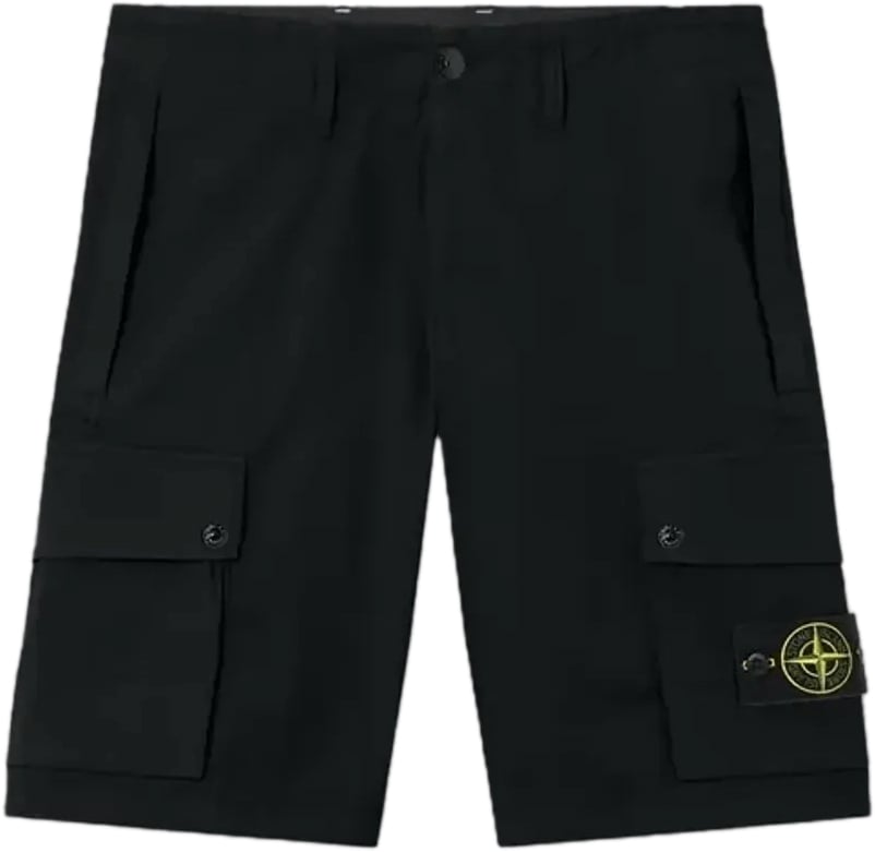 Stone Island STRETCH SHORTS VAN BIOLOGISCHE KATOENEN TWILL, ZWART Zwart
