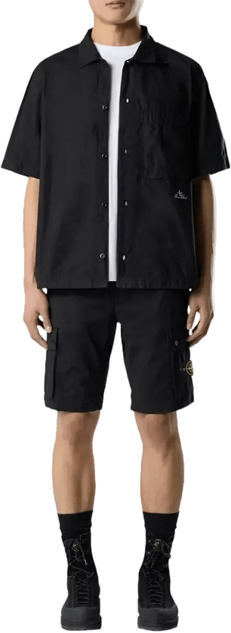 Stone Island STRETCH SHORTS VAN BIOLOGISCHE KATOENEN TWILL, ZWART Zwart